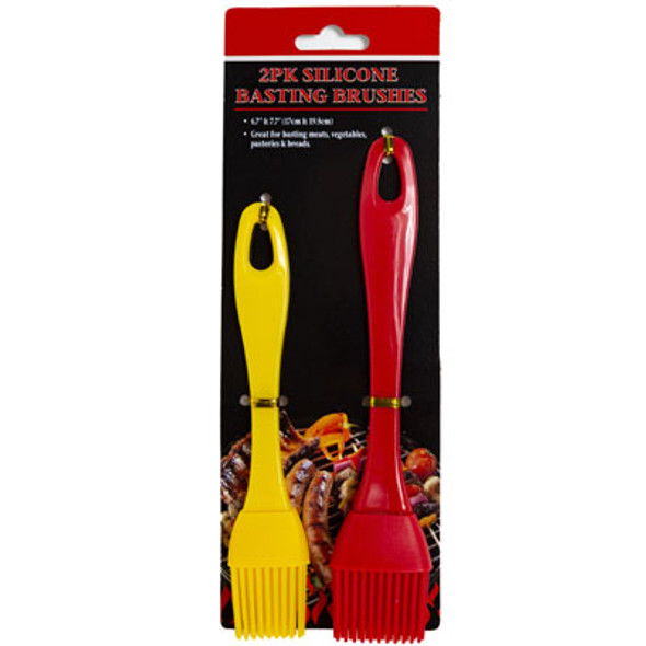 BASTING BRUSH 2PK SILICONE SET RED/YELLOW 7/8IN BBQ TCD
