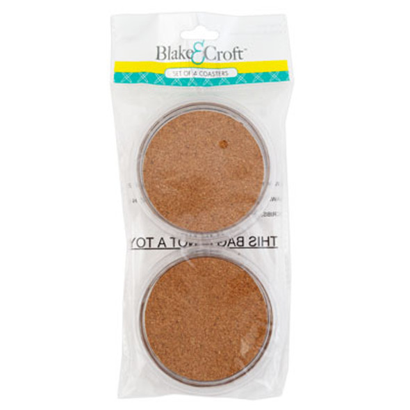 COASTERS 4PK PLASTIC W/CORK CORE & CLEAR FRAME B&C PRTD PB3.75IN DIA COASTERS 4PK PLASTIC W/CORK CORE & CLEAR FRAME B&C PRTD PB3.75IN DIA