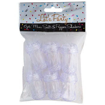 SALT AND PEPPER MINI SHAKERS PLASTIC CRYSTAL LIKE LOOK 6PK NO AMAZON SALES