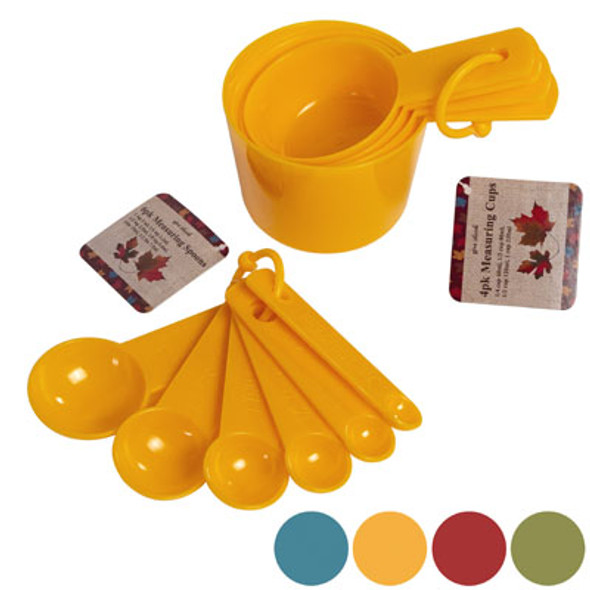 MEASURING CUP 4PK AND SPOON 6PK PLASTIC FALL COLORS HARVEST/HT MEASURING CUP 4PK AND SPOON 6PK PLASTIC FALL COLORS HARVEST/HT