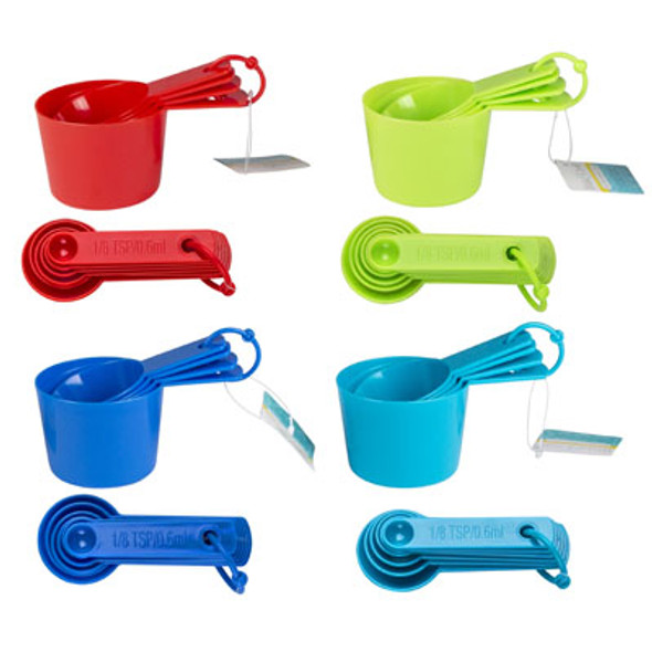 MEASURING CUP 4PK AND SPOON 6PK PLASTIC SUMMER COLORS KITCHEN HT MEASURING CUP 4PK AND SPOON 6PK PLASTIC SUMMER COLORS KITCHEN HT