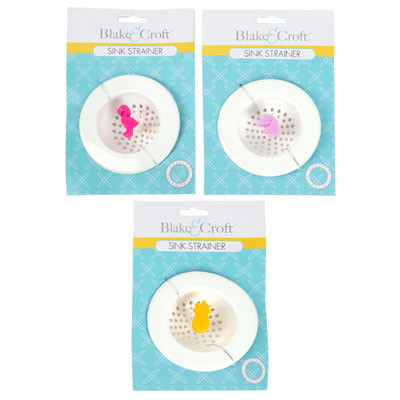 SINK STRAINER PLASTIC 3ASTWHITE W/NOVELTY PULL B&C TCD