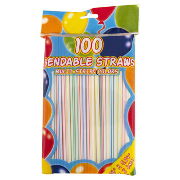 STRAWS W/STRIPES 100CT FLEXIBLE 0.5G/PC PRTD/OPP BAG STRAWS W/STRIPES 100CT FLEXIBLE 0.5G/PC PRTD/OPP BAG
