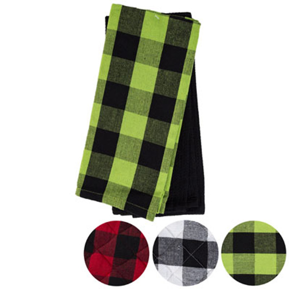 KITCHEN TOWEL 2PK BUFFALO CHECK W/ SOLID B&C HT/JHOOK KITCHEN TOWEL 2PK BUFFALO CHECK W/ SOLID B&C HT/JHOOK