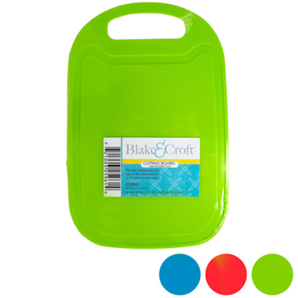 CUTTING BOARD 13X8.5IN 3AST CLR PP PLASTIC W/HANDLE SHRINK W/LBL RED/GREEN/TURQUOISE CUTTING BOARD 13X8.5IN 3AST CLR PP PLASTIC W/HANDLE SHRINK W/LBL RED/GREEN/TURQUOISE