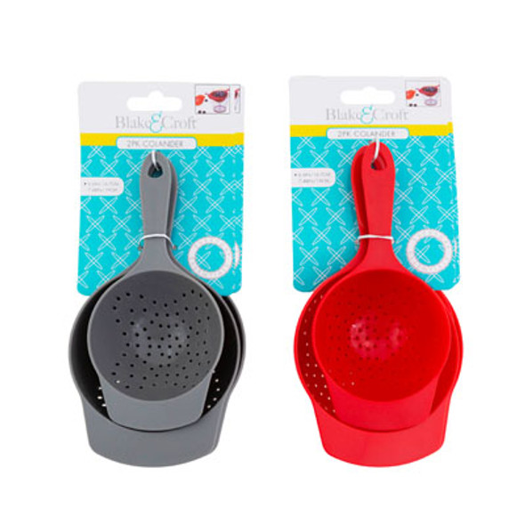 COLANDER 2PK 7.48IN & 6.61IN 2AST COLORS RED/GREY B&C TCD COLANDER 2PK 7.48IN & 6.61IN 2AST COLORS RED/GREY B&C TCD