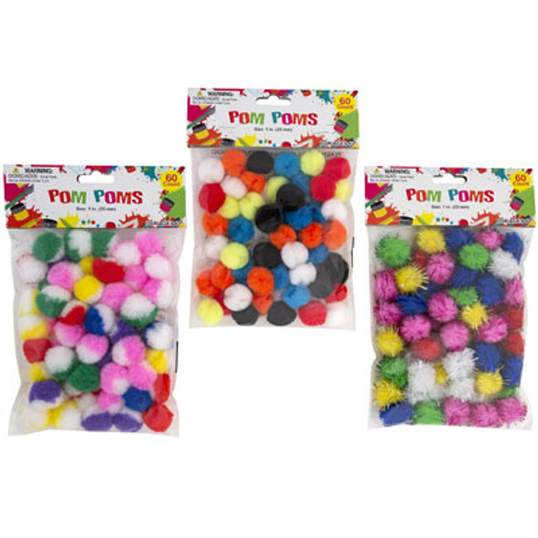 CRAFT POM-POMS 3AST STYLES 60CT1IN MARBLE/SOLID/TINSEL CRAFTPBH CRAFT POM-POMS 3AST STYLES 60CT1IN MARBLE/SOLID/TINSEL CRAFTPBH