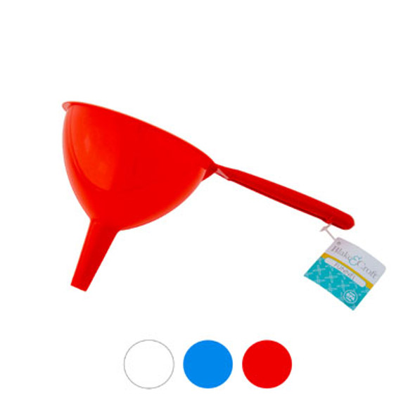 FUNNEL MULTI-PURPOSE W/HANDLE 3AST CLRS 10INL X 5.9IN H X 5.3DRED/WHITE/BLUE HT