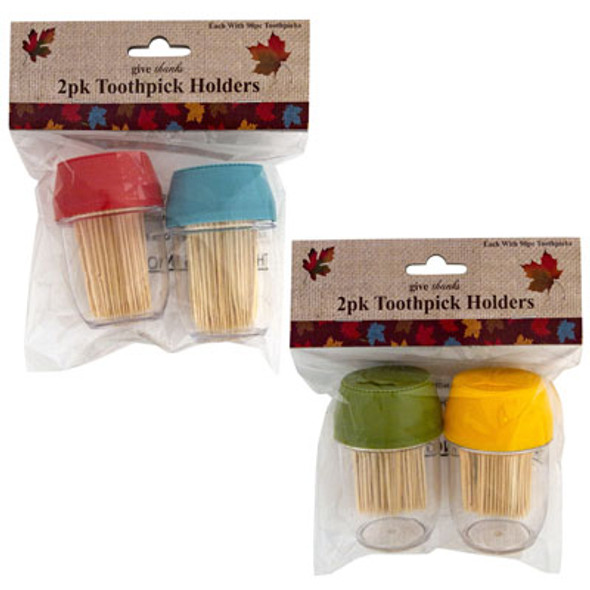 TOOTHPICK DISPENSER 2PK W/90 BAMBOO PICKS/4AST FALL COLORS HARVEST PBH TOOTHPICK DISPENSER 2PK W/90 BAMBOO PICKS/4AST FALL COLORS HARVEST PBH