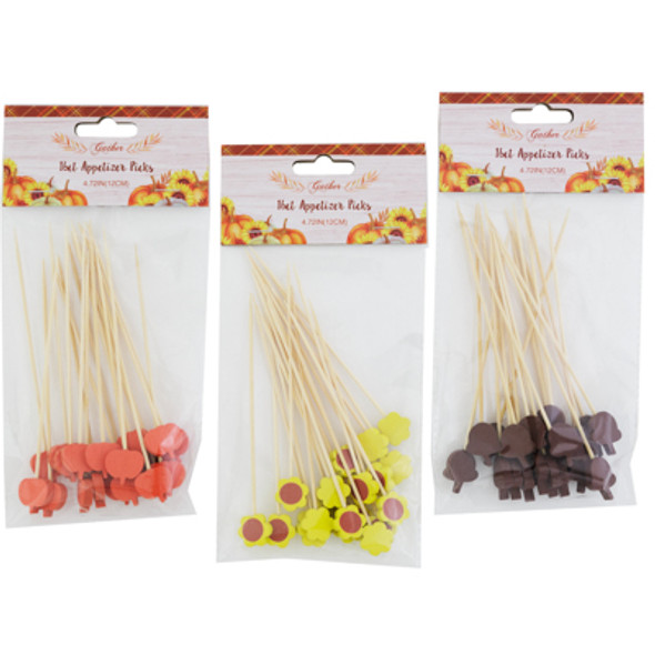 APPETIZER PICKS HARVEST 16CT BAMBOO 4.72IN 3AST ICONS HARVEST/PBH PRELOADED CLIPSTRIP APPETIZER PICKS HARVEST 16CT BAMBOO 4.72IN 3AST ICONS HARVEST/PBH PRELOADED CLIPSTRIP