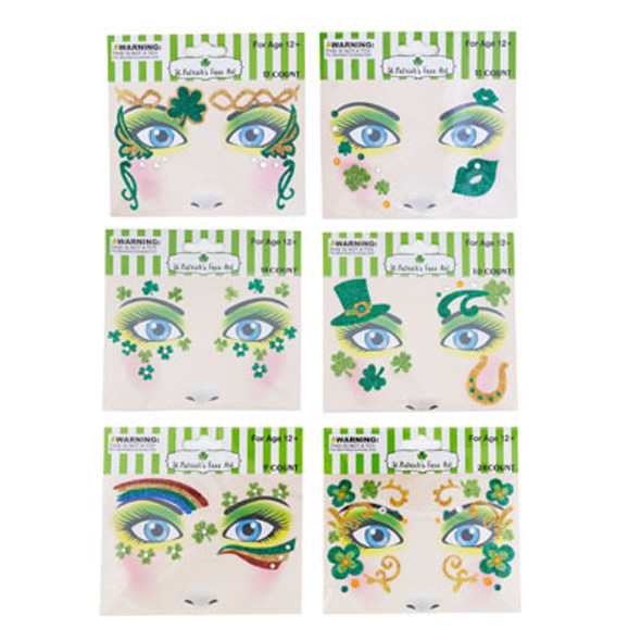 FACE ART ST PATRICKS 6AST DESIGN 12PC MDSGSTRIP/PB INSERT CARD