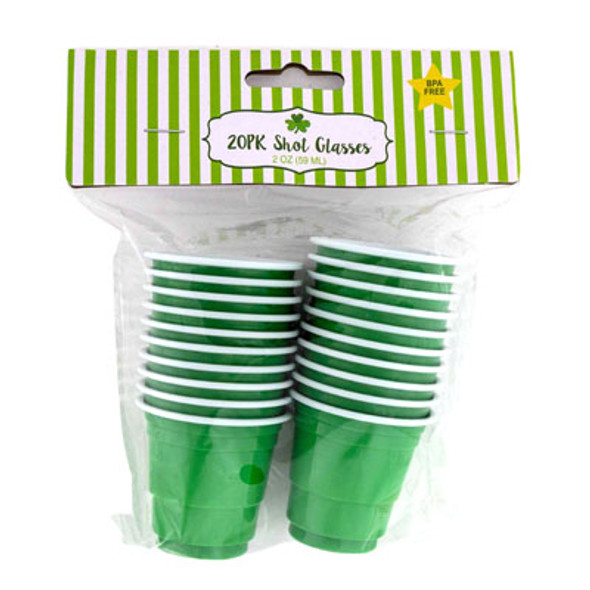 CUPS MINI 20CT 2OZ GREEN W/WHITEINTERIOR ST PAT PBH