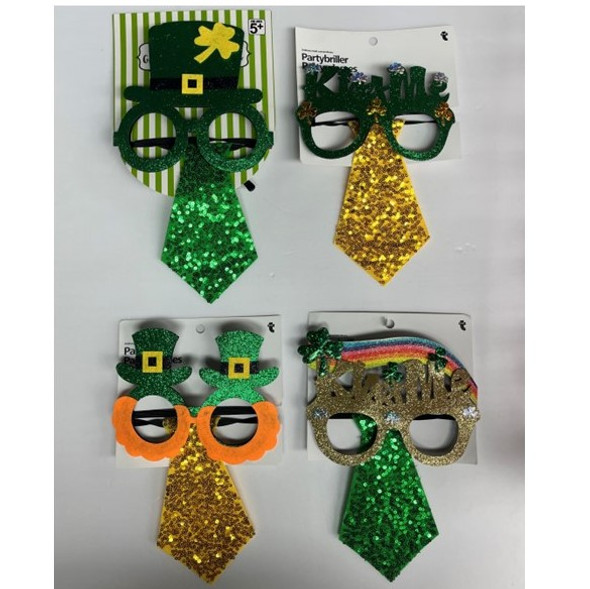 GLASSES & TIE NOVELTY SET 2PC ST PATRICK'S 4AST STYLES TCD AGES 5+
