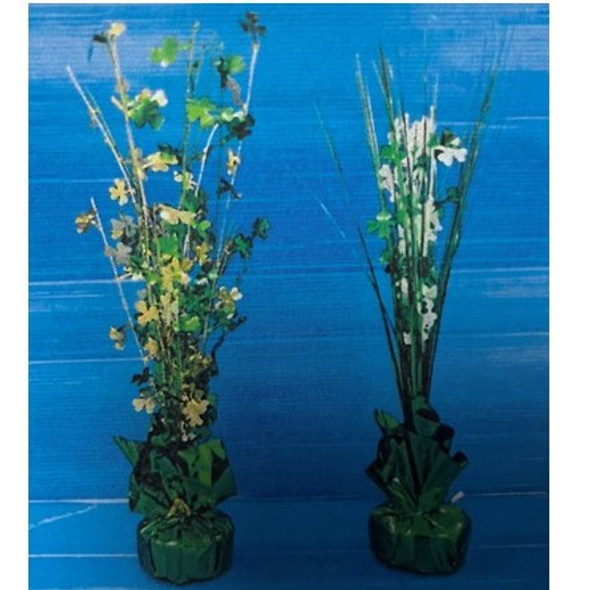 ST PATRICK'S TINSEL SPRAY CENTERPIECE BALLOON HOLDER 2AST W/SHAMROCKS UPC LABEL