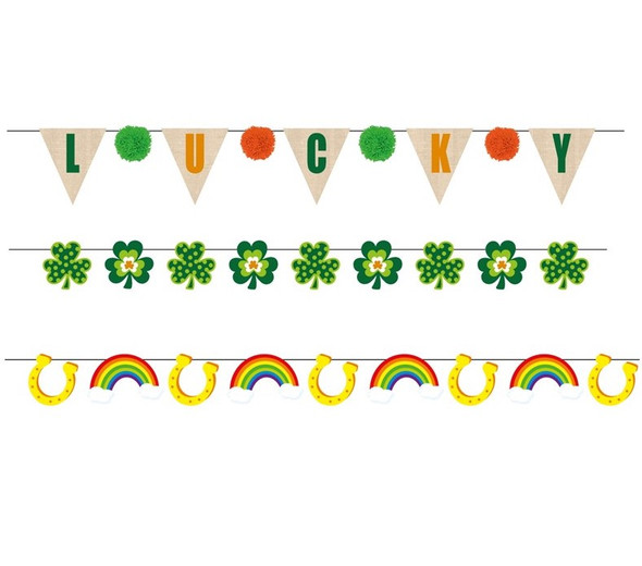 BANNER ST PATRICKS DAY 3AST FELT/BURLAP FLAG 4FT/5FT/6FT PBH BANNER ST PATRICKS DAY 3AST FELT/BURLAP FLAG 4FT/5FT/6FT PBH