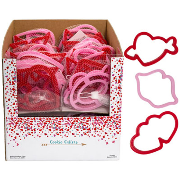COOKIE CUTTER VALENTINE 6PC PLASTIC IN 20PC PDQ MESHBAG/HT COOKIE CUTTER VALENTINE 6PC PLASTIC IN 20PC PDQ MESHBAG/HT