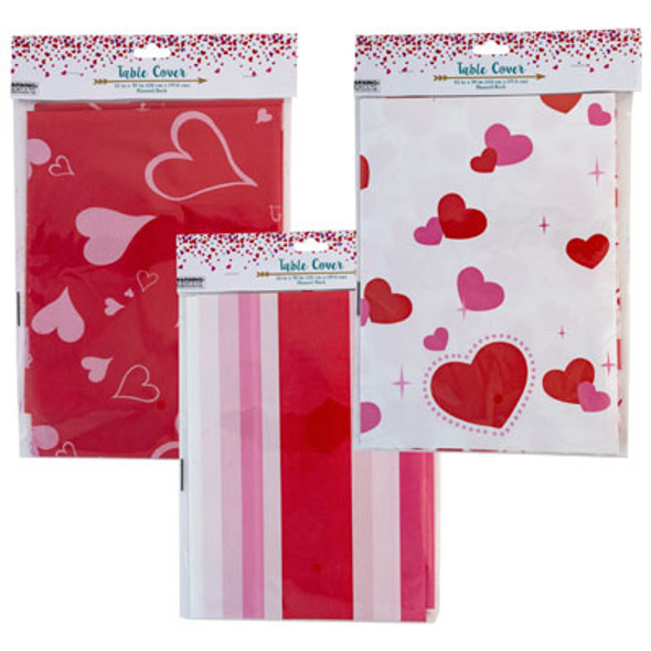 TABLECOVER VALENTINE 3AST PRINTS 52X70IN PBH TABLECOVER VALENTINE 3AST PRINTS 52X70IN PBH