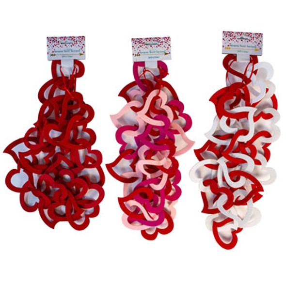 GARLAND VALENTINE 5FT DIECUTFELT HEART LINK CHAIN 3 ASST VAL HEADER GARLAND VALENTINE 5FT DIECUTFELT HEART LINK CHAIN 3 ASST VAL HEADER