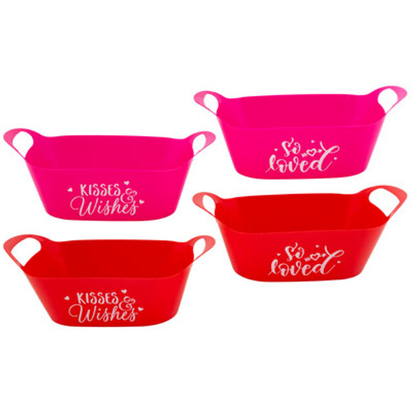BUCKET VALENTINES OVAL W/HANDLESPRINTED FRONT 4AST UPC LABELPLASTIC 13 X 7.25 X 4.75IN BUCKET VALENTINES OVAL W/HANDLESPRINTED FRONT 4AST UPC LABELPLASTIC 13 X 7.25 X 4.75IN