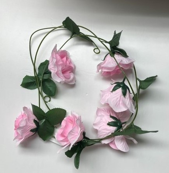 ROSE FLOWER GARLAND 6FT 2AST COLORS RED OR PINK/BARBELL HDR