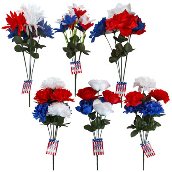 FLORAL BOUQUET PATRIOTIC 6-STEM 15IN 6AST STYLES 3-COLOR MIXPATRIOTIC HT FLORAL BOUQUET PATRIOTIC 6-STEM 15IN 6AST STYLES 3-COLOR MIXPATRIOTIC HT