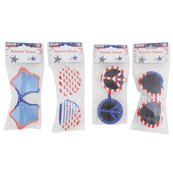 PATRIOTIC GLASSES 4AST PEACE/STAR/SCREENED/HEART OPP BAG W/HEADER INSERT PATRIOTIC GLASSES 4AST PEACE/STAR/SCREENED/HEART OPP BAG W/HEADER INSERT