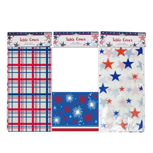 TABLECOVER PATRIOTIC PLASTIC 54X108 FULL PRINT 3AST PBH 0.02MM/PE