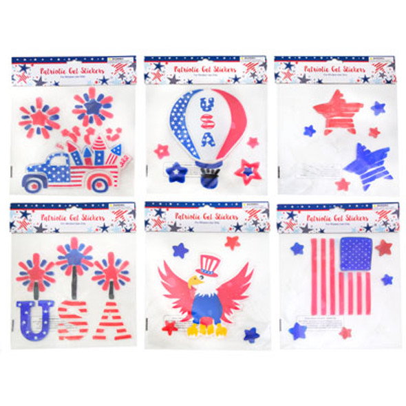 GEL STICKERS PATRIOTIC 6ASST 7.87X7.87 PATRIOTIC POLYAG/HDR GEL STICKERS PATRIOTIC 6ASST 7.87X7.87 PATRIOTIC POLYAG/HDR