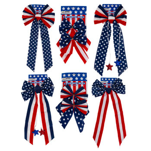 BOW PATRIOTIC VELVET SINGLE 26 & 22IN/2PK 8IN 6AST PATRIOTIC TCD