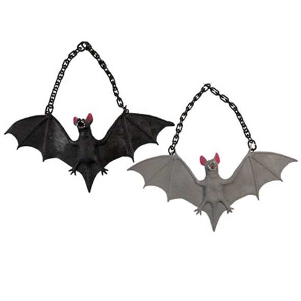 BAT BLACK OR GREY HANGING W/CHAIN 13 X 6IN/HALLOWEEN HT