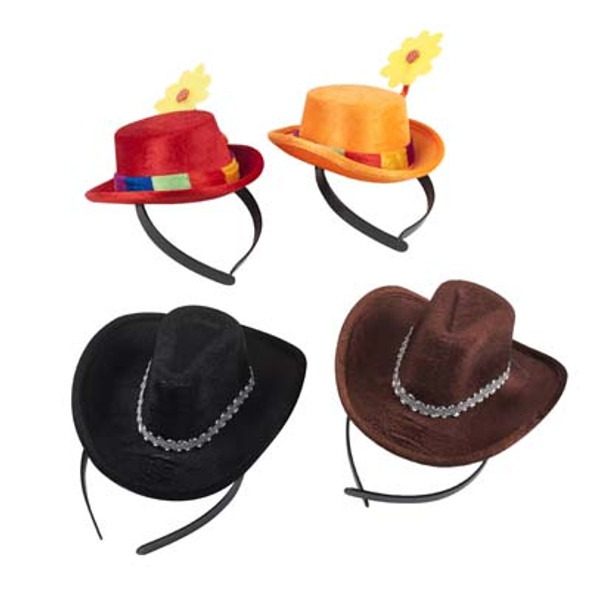 HEADBAND MINI HAT CLOWN/COWBOY2 COLORS EACH/HALL HT HEADBAND MINI HAT CLOWN/COWBOY2 COLORS EACH/HALL HT