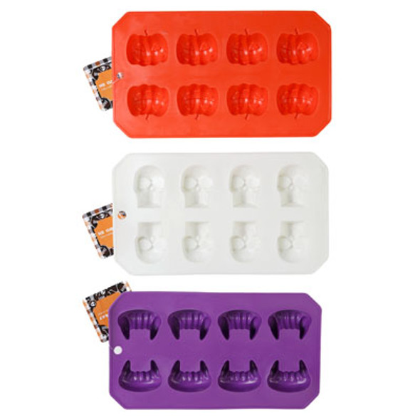 ICE CUBE TRAY HALLOWEEN PLASTIC 3AST SKULL/FANG/PUMPKIN 4.8 X 8.5IN HLWN HT ICE CUBE TRAY HALLOWEEN PLASTIC 3AST SKULL/FANG/PUMPKIN 4.8 X 8.5IN HLWN HT