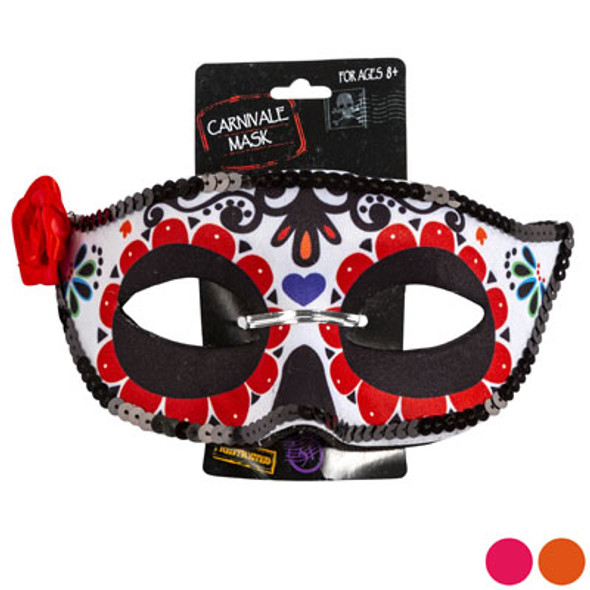 DAY OF THE DEAD CARNIVALE MASK3AST CLRS W/SEQUIN TRIM & FLOWERPOLY FABRIC DESIGN/HLWN TCD DAY OF THE DEAD CARNIVALE MASK3AST CLRS W/SEQUIN TRIM & FLOWERPOLY FABRIC DESIGN/HLWN TCD