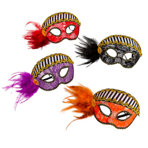 PIRATE CARNIVALE MASK 4AST W/GEM FEATHER STRIPE FOREHEAD TIE ON CARD PIRATE CARNIVALE MASK 4AST W/GEM FEATHER STRIPE FOREHEAD TIE ON CARD