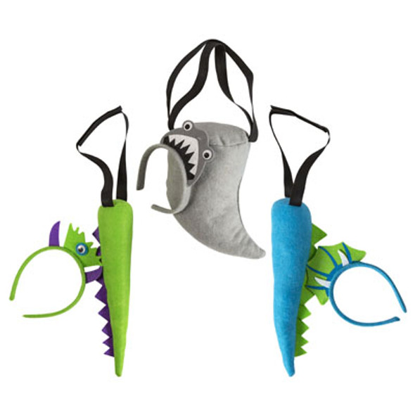 COSTUME SET HEADBAND & TAIL MONSTER/DINO/SHARK HT/JHOOK W/ELASTIC BANDS COSTUME SET HEADBAND & TAIL MONSTER/DINO/SHARK HT/JHOOK W/ELASTIC BANDS