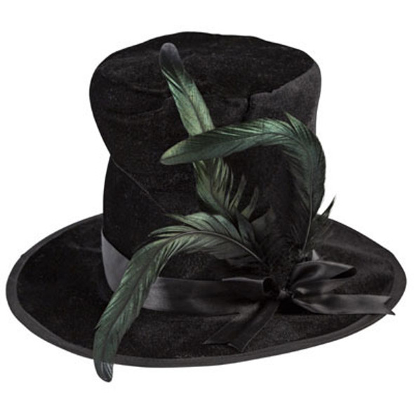 WITCH HAT BLACK OVERSIZE TOP HAT W/FEATHER TRIM HLWN HT/JHOOK7.87INH X 24IN DIA WITCH HAT BLACK OVERSIZE TOP HAT W/FEATHER TRIM HLWN HT/JHOOK7.87INH X 24IN DIA