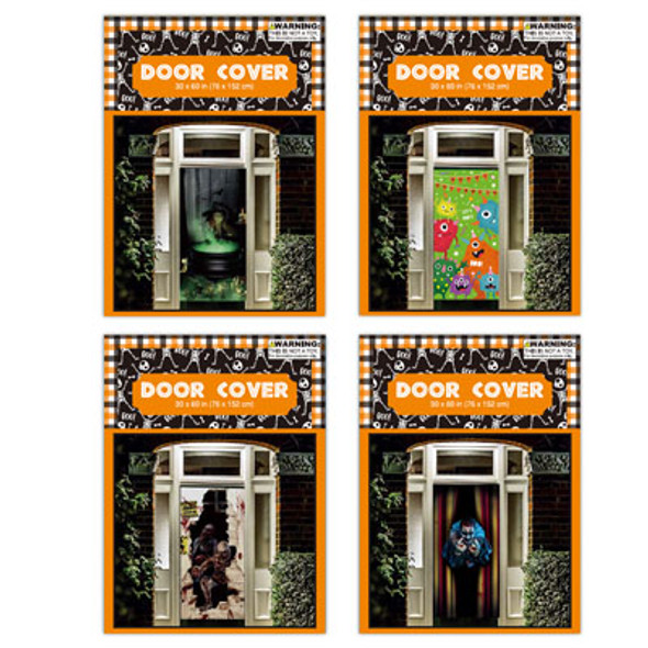 DOOR COVER HALLOWEEN 30X60IN 4AST PLASTIC PB/INSERT DOOR COVER HALLOWEEN 30X60IN 4AST PLASTIC PB/INSERT