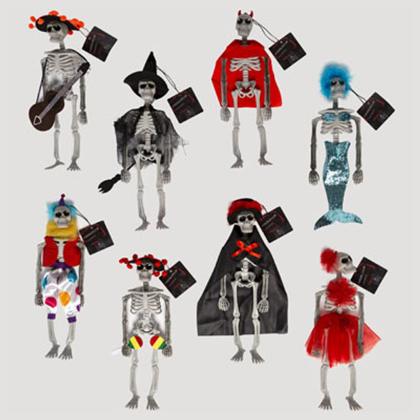 SKELETON HANGING DECOR 8 AST DRESSED UP 13INL HLWN/HT