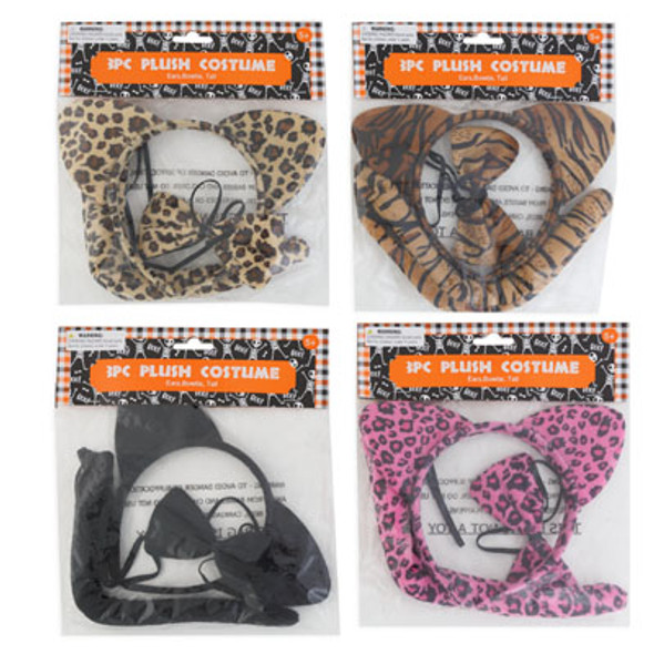 COSTUME ANIMAL SET 3PC PLUSH 4AST EARS HEADBAND/BOWTIE/TAILHLWN PBH COSTUME ANIMAL SET 3PC PLUSH 4AST EARS HEADBAND/BOWTIE/TAILHLWN PBH