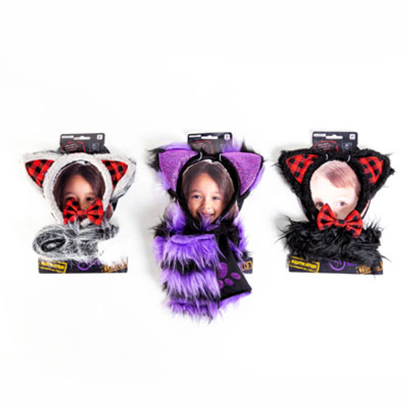 COSTUME ANIMAL SET FURRY PLUSH 3PC 3AST STYLES HLWN TCD 2/BOW TIE & 1 W/FURRY GLOVES COSTUME ANIMAL SET FURRY PLUSH 3PC 3AST STYLES HLWN TCD 2/BOW TIE & 1 W/FURRY GLOVES