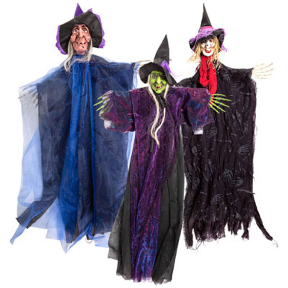 WITCH HANGING DECOR DELUXE 3AST 24X40IN W/SKELETON HANDS HLWN HT WITCH HANGING DECOR DELUXE 3AST 24X40IN W/SKELETON HANDS HLWN HT