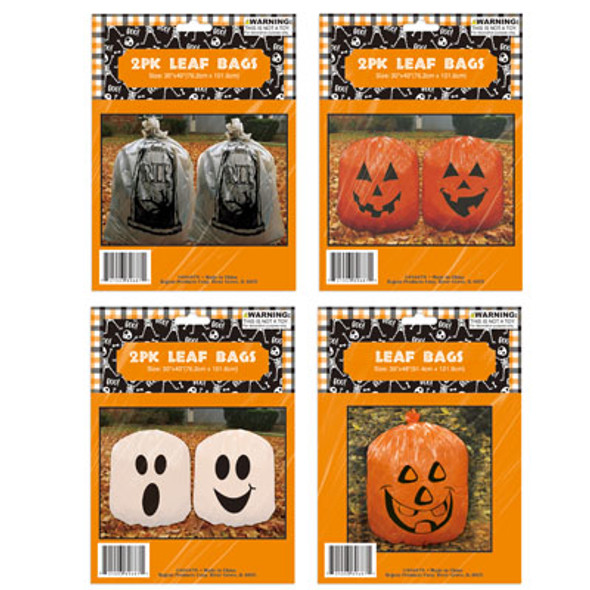 LEAF BAG 4AST 1PK LARGE 36X48IN/2PK MED 30X40IN GHOST/PUMPKIN/TOMBSTONE PB/INSRT LEAF BAG 4AST 1PK LARGE 36X48IN/2PK MED 30X40IN GHOST/PUMPKIN/TOMBSTONE PB/INSRT