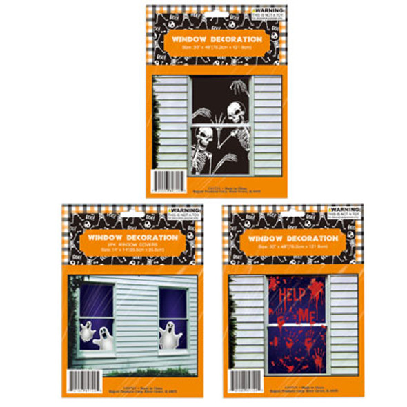 WINDOW COVER HALLOWEEN 1-2PC 3ASST DESIGNS PB/INSERT WINDOW COVER HALLOWEEN 1-2PC 3ASST DESIGNS PB/INSERT