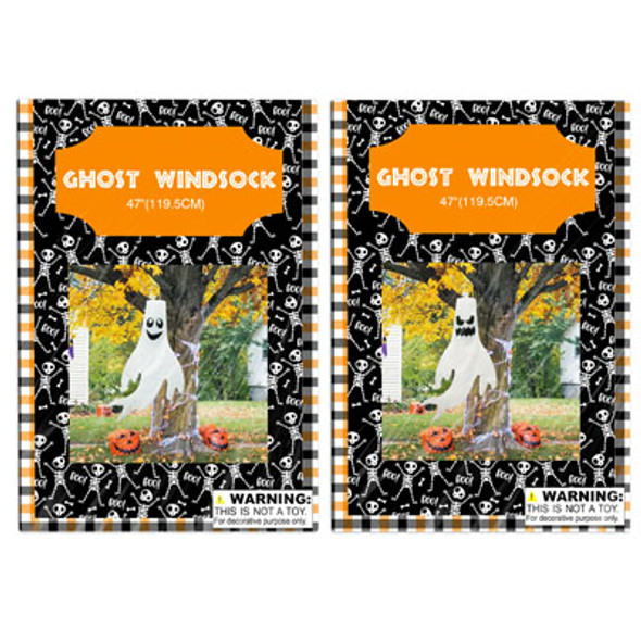 GHOST WINDSOCK 47IN/4FT 2AST SCARY OR WHIMSICAL PB/INSERT GHOST WINDSOCK 47IN/4FT 2AST SCARY OR WHIMSICAL PB/INSERT