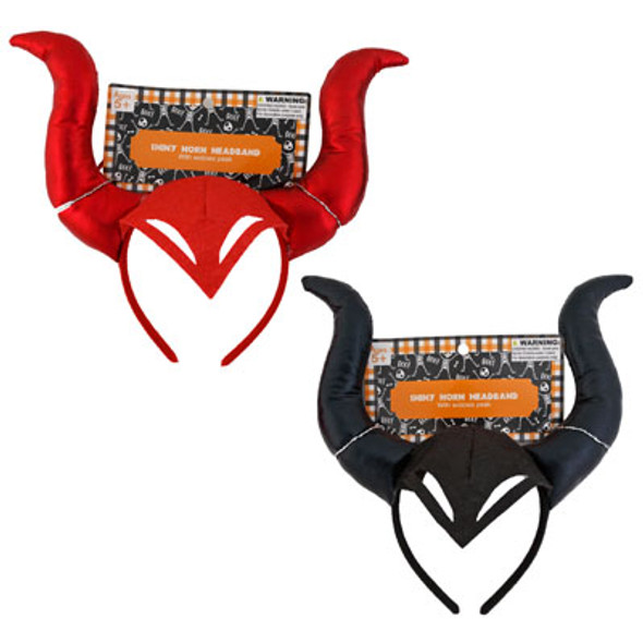 HORN HEADBAND SHINY W/WIDOWS PEAK 2AST COLORS HLWN TCD HORN HEADBAND SHINY W/WIDOWS PEAK 2AST COLORS HLWN TCD