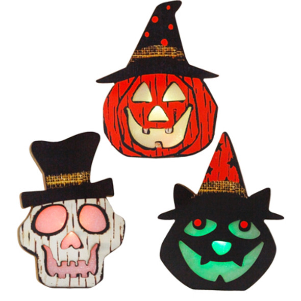 HALLOWEEN COLOR CHANGE LIGHT-UP TABLE/HANGING DECOR MDF 3AST 4.75 X 0.875 X 6.5IN BATTERIES INCL. HALLOWEEN COLOR CHANGE LIGHT-UP TABLE/HANGING DECOR MDF 3AST 4.75 X 0.875 X 6.5IN BATTERIES INCL.