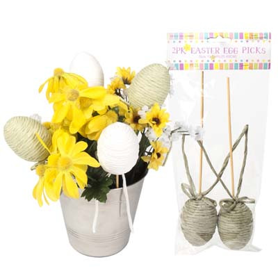 EGG PICKS 2PK NATURAL TWINE/PAPER WRAPPED 4AST 10IN PBH