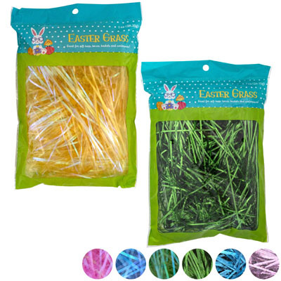 EASTER GRASS PLASTIC 7ASST HOLOGRAPHIC/IRIDESCENT 1OZ EASTER POLYBAG WHITE CASE CUT CARTON