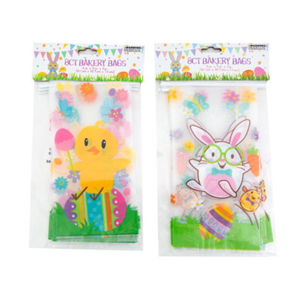 EASTER FROSTED BAKERY BAG 8CT W/WIRE CLOSE 2AST 5X3X9IN 2AST PBH