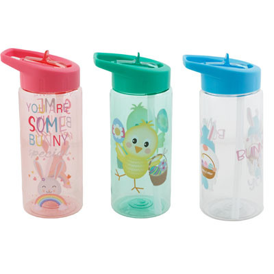 SIPPER BOTTLE W/STRAW EASTER 16OZ 3AST PRINTS/UPC LABEL